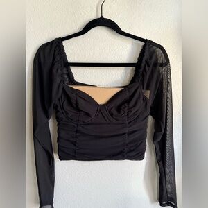 Rue21 Black Long Sleeve Mesh Top